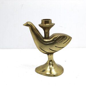 Nate Berkus Dove Bird Taper Candle Holder Gold Tone Brass 6" Tall As-Is